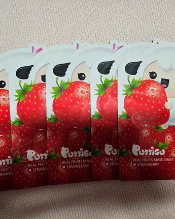 [Puttisu] Real Fruit Sheet Mask Pack - Strawberry (18ml x 5p) 韓国化粧品 - コクモト KOCUMOTO