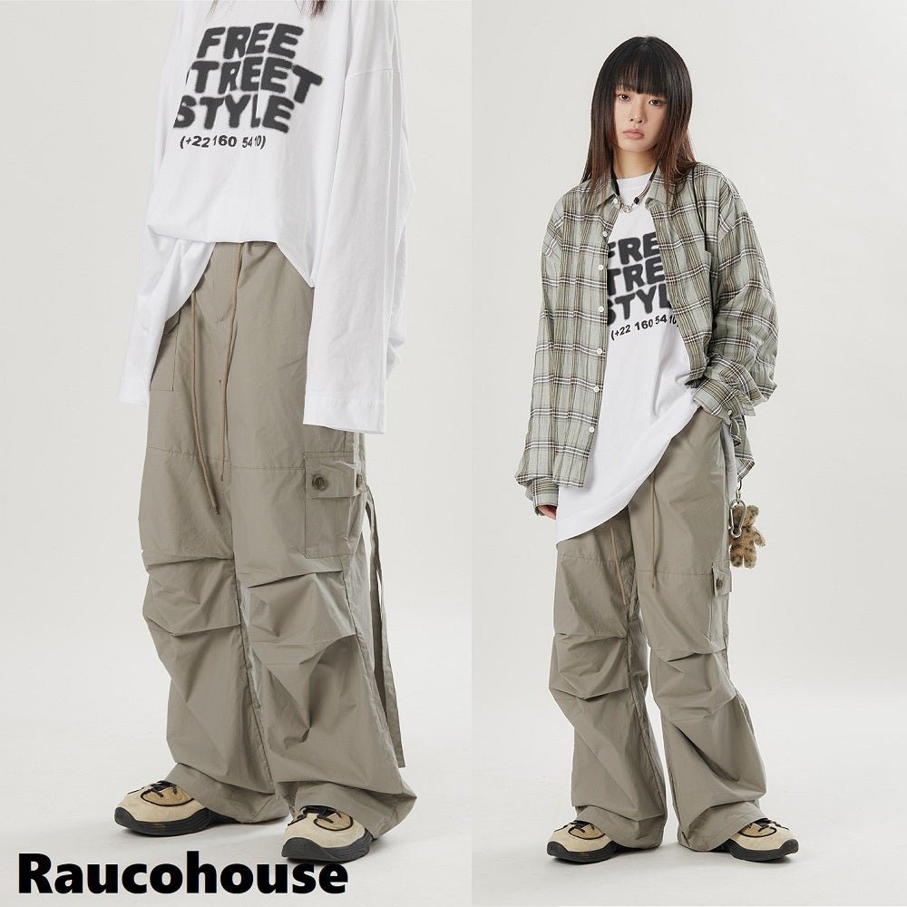 【Raucohouse】【韓国ファッション】ラッシュカーゴストリングワイドパンツ - コクモト KOCUMOTO