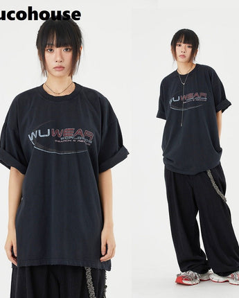 【Raucohouse】【韓国ファッション】ウウェアワールドワイドクラック ダイイングTシャツ - コクモト KOCUMOTO