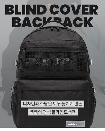 [ROIDESROIS] Blind Cover Backpack _ BLACK 新学期 韓国人気 学生バッグ - コクモト KOCUMOTO