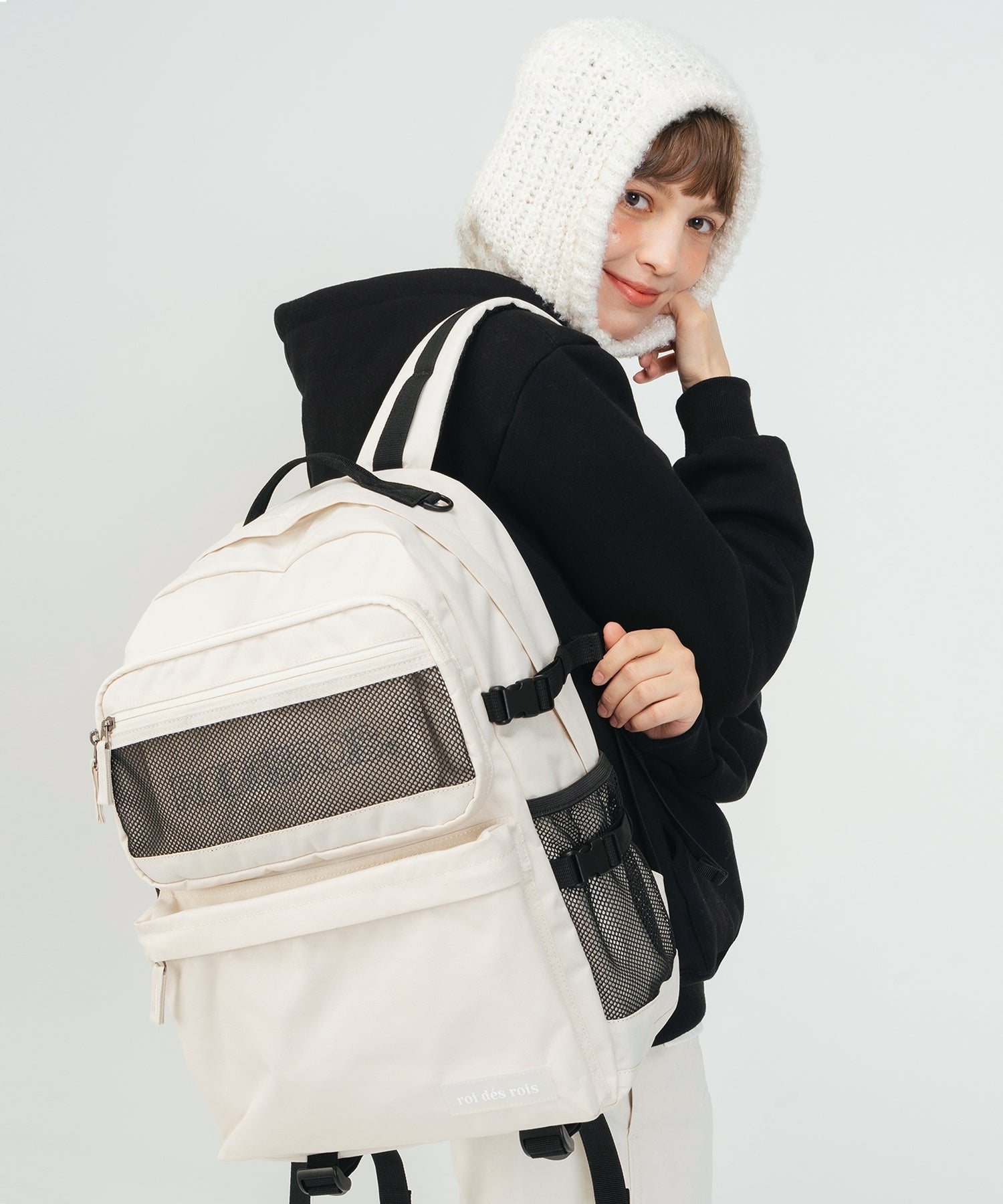 [ROIDESROIS] Blind Cover Backpack _ LIGHT BEIGE 新学期 韓国人気 学生バッグ - コクモト KOCUMOTO