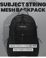 [ROIDESROIS] SUBJECT STRING MESH BACKPACK (BLACK) 新学期 韓国人気 学生バッグ - コクモト KOCUMOTO
