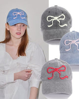 [RONRON] [韓国人気ベスト商品] HEART RIBBON BALL CAP 3色/リボンデザイン - コクモト KOCUMOTO