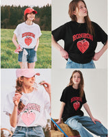 [RONRON] STRAWBERRY RIBBON BASIC FIT T SHIRT 3色 - コクモト KOCUMOTO