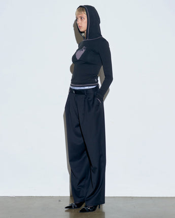 【SCULPTOR】 Peekaboo Lowrise Pin Tuck Pants Black - コクモト KOCUMOTO