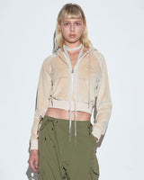 【SCULPTOR】2023 F/W Velour Crop Zip-Up Hoodie Ballerina Nude - コクモト KOCUMOTO