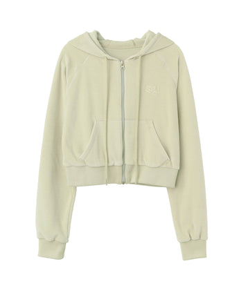 【SCULPTOR】2023 F/W Velour Crop Zip-Up Hoodie Pale Mint - コクモト KOCUMOTO