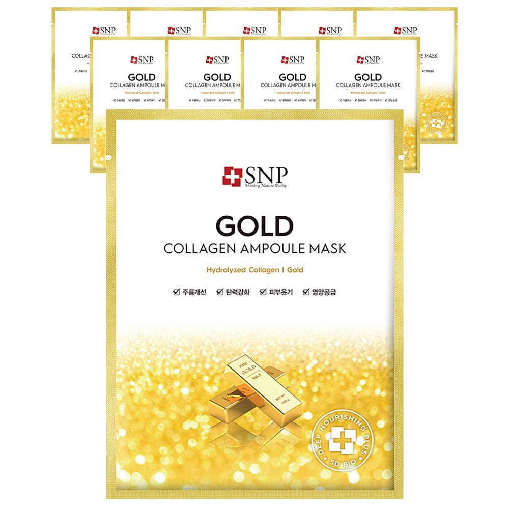 [SNP] Gold Collagen Ampoule Mask pack (25ml x 10ea) 韓国化粧品 - コクモト KOCUMOTO