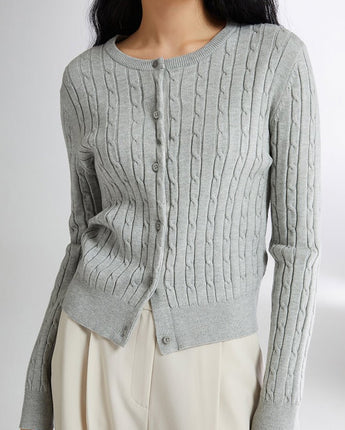 [SPAO][Soft Yarn] Round neck cable cardigan 4色 新商品 韓国人気 女性服 - コクモト KOCUMOTO