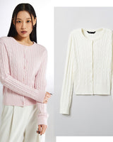 [SPAO][Soft Yarn] Round neck cable cardigan 4色 新商品 韓国人気 女性服 - コクモト KOCUMOTO