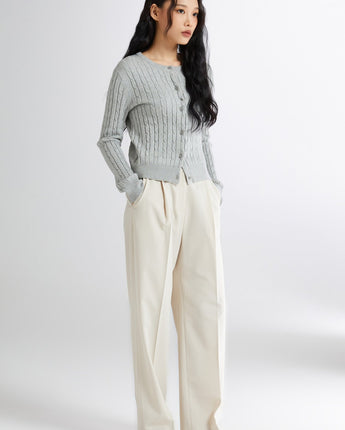 [SPAO][Soft Yarn] Round neck cable cardigan 4色 新商品 韓国人気 女性服 - コクモト KOCUMOTO