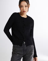 [SPAO][Soft Yarn] Round neck cable cardigan 4色 新商品 韓国人気 女性服 - コクモト KOCUMOTO