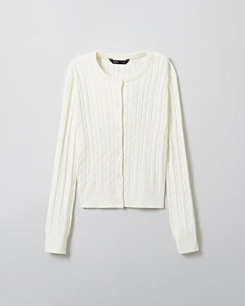 [SPAO][Soft Yarn] Round neck cable cardigan 4色 新商品 韓国人気 女性服 - コクモト KOCUMOTO