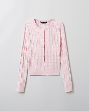 [SPAO][Soft Yarn] Round neck cable cardigan 4色 新商品 韓国人気 女性服 - コクモト KOCUMOTO