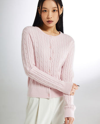 [SPAO][Soft Yarn] Round neck cable cardigan 4色 新商品 韓国人気 女性服 - コクモト KOCUMOTO