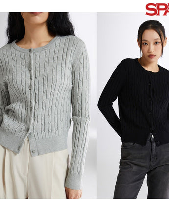 [SPAO][Soft Yarn] Round neck cable cardigan 4色 新商品 韓国人気 女性服 - コクモト KOCUMOTO