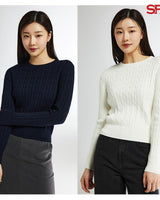 [SPAO][Soft Yarn] Round neck cable pullover 4色 新商品 韓国人気 女性服 - コクモト KOCUMOTO