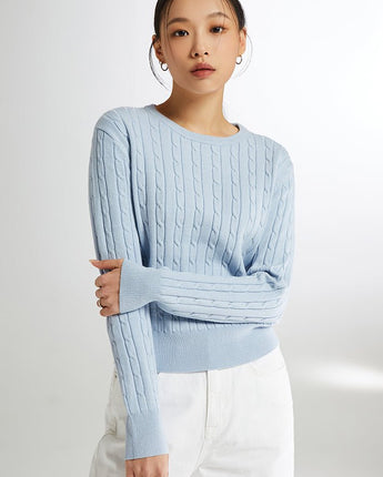 [SPAO][Soft Yarn] Round neck cable pullover 4色 新商品 韓国人気 女性服 - コクモト KOCUMOTO