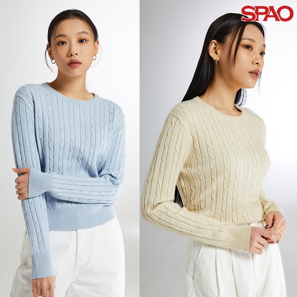 [SPAO][Soft Yarn] Round neck cable pullover 4色 新商品 韓国人気 女性服 - コクモト KOCUMOTO