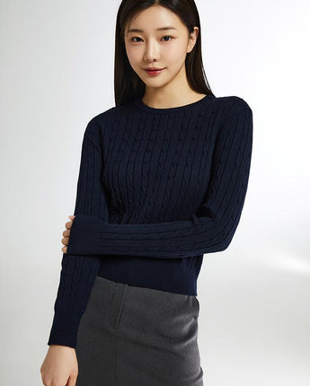 [SPAO][Soft Yarn] Round neck cable pullover 4色 新商品 韓国人気 女性服 - コクモト KOCUMOTO