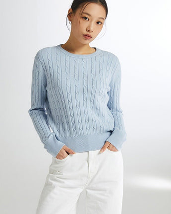 [SPAO][Soft Yarn] Round neck cable pullover 4色 新商品 韓国人気 女性服 - コクモト KOCUMOTO