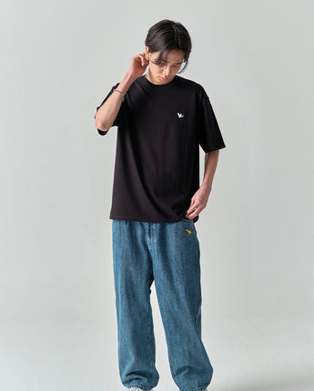 [WHAT IT ISNT] Small Embroidered Angel Short Sleeve 2色 デイリー 韓国人気 男女共用 - コクモト KOCUMOTO