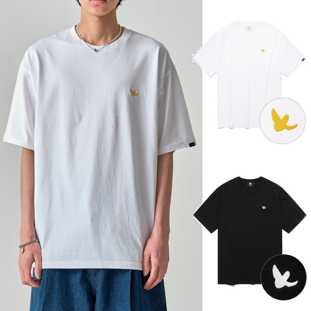 [WHAT IT ISNT] Small Embroidered Angel Short Sleeve 2色 デイリー 韓国人気 男女共用 - コクモト KOCUMOTO