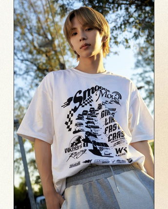 【WKNDRS】【RIIZE SHOTARO 着用】RACING T-SHIRT(WHITE) - コクモト KOCUMOTO