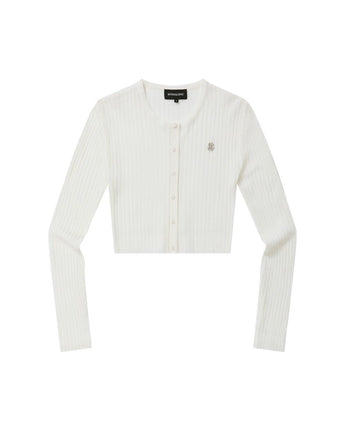 [WOOALONG][aespa Winter 着用] See-through crop knit cardigan - IVORY - コクモト KOCUMOTO