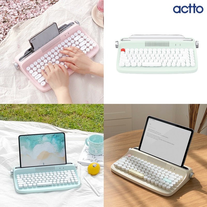 [actto] Retro Mini Bluetooth5.0 Multi-Pairing Tenkeyless Typewriter Keyboard 5色 [B303] /低騒音/スマートフォン/タブレット/Android/Windows/iso/mac - コクモト KOCUMOTO