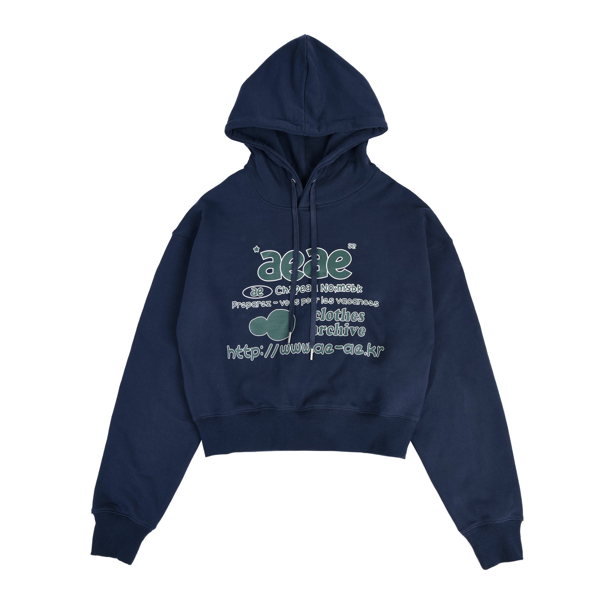 [AEAE ] 23F/W Doodle Web Logo Crop Hoodie-[NAVY] - コクモト KOCUMOTO