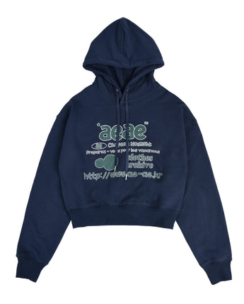 [AEAE ] 23F/W Doodle Web Logo Crop Hoodie-[NAVY] - コクモト KOCUMOTO