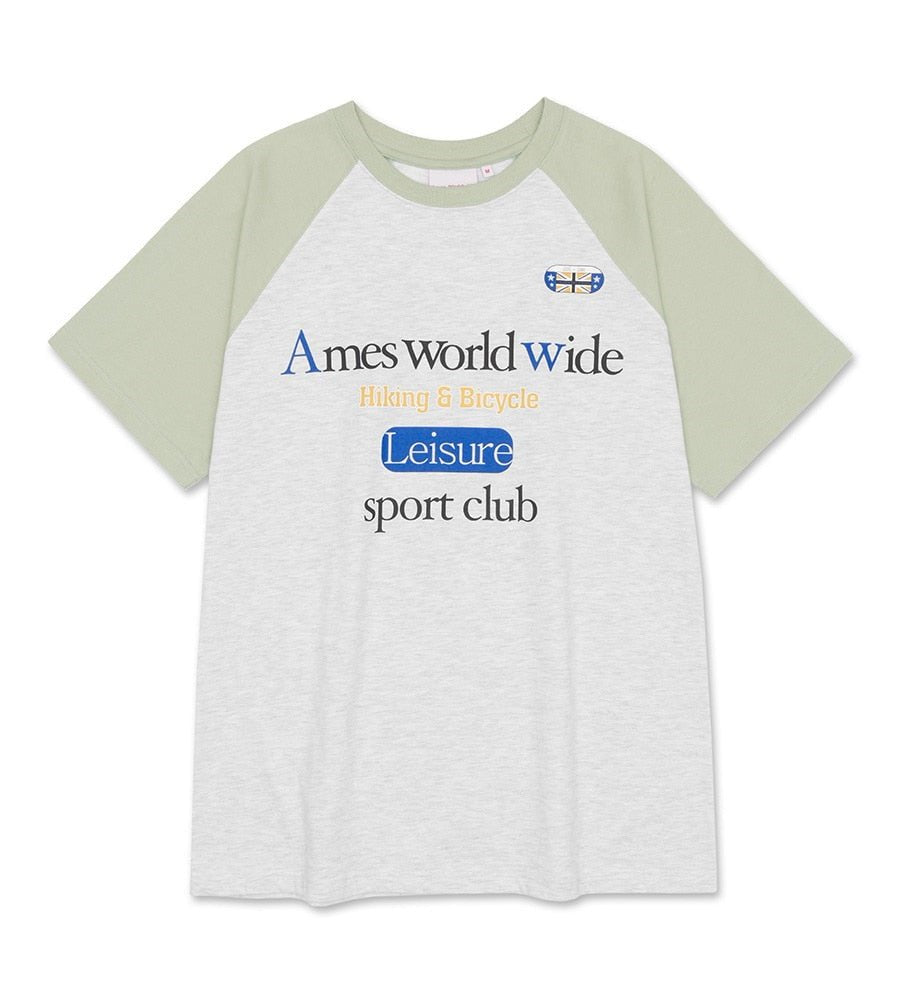 [AMES-WORLDWIDE] 23 S/S 韓国人気 CLASSIC LOGO RAGLAN TEE [2色] 男女共用 韓国人気 韓国ファッション ストリートファッション - コクモト KOCUMOTO