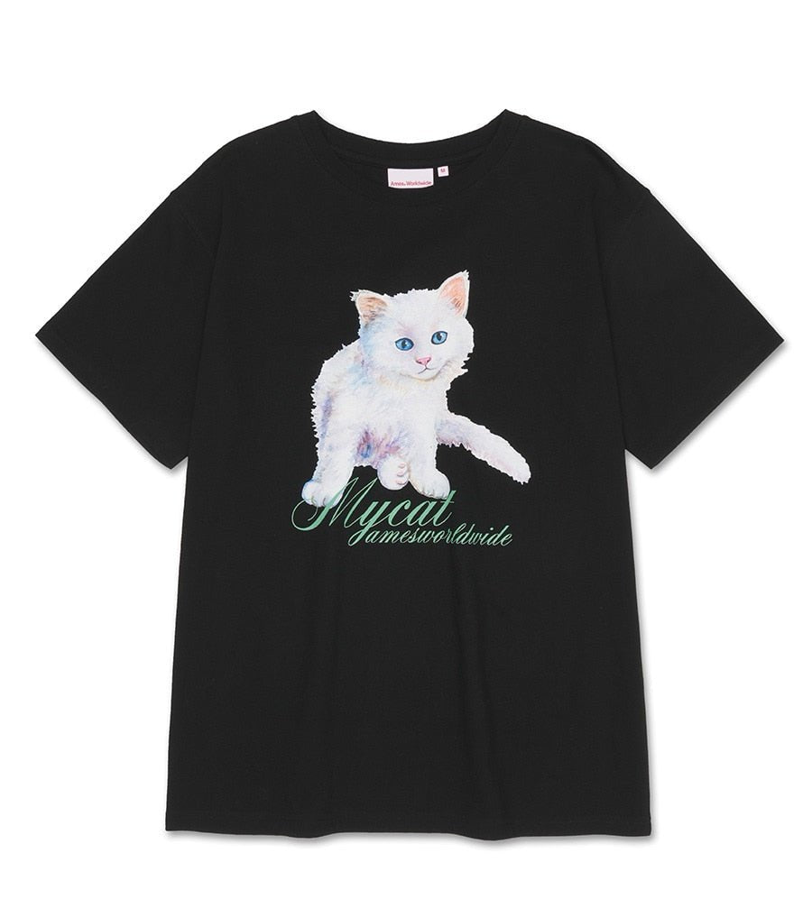 [AMES-WORLDWIDE] 23 S/S 韓国人気 MY CAT TEE [2色] 男女共用 韓国人気 韓国ファッション ストリートファッション - コクモト KOCUMOTO