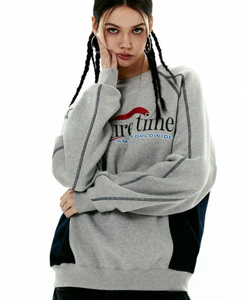 [AMES-WORLDWIDE] LEISURE TIME LOGO SWEATSHIRT 2色 新商品 新商品 韓国ファッション 韓国人気 ストリートファッション - コクモト KOCUMOTO