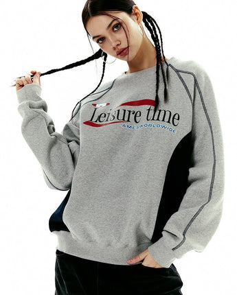 [AMES-WORLDWIDE] LEISURE TIME LOGO SWEATSHIRT 2色 新商品 新商品 韓国ファッション 韓国人気 ストリートファッション - コクモト KOCUMOTO