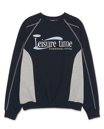 [AMES-WORLDWIDE] LEISURE TIME LOGO SWEATSHIRT 2色 新商品 新商品 韓国ファッション 韓国人気 ストリートファッション - コクモト KOCUMOTO