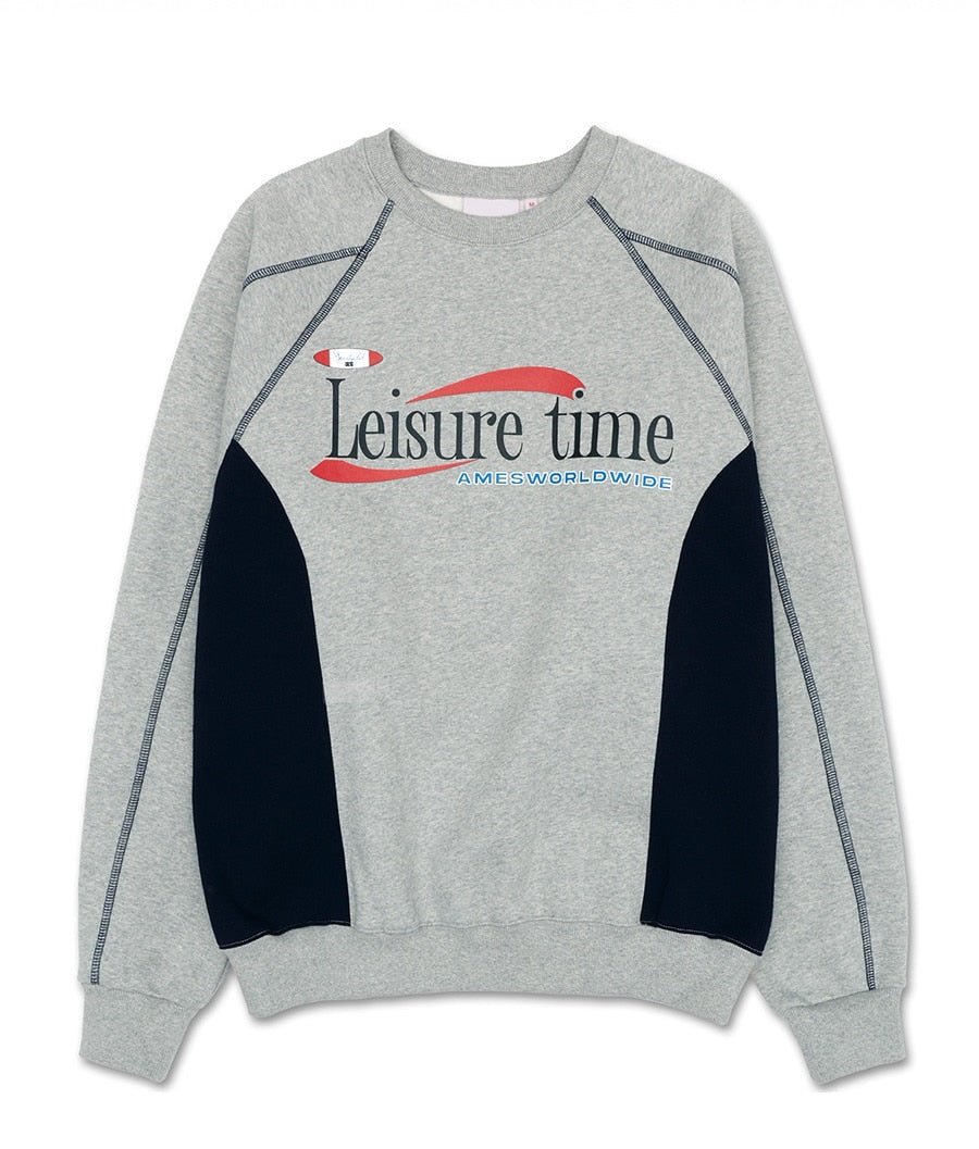 [AMES-WORLDWIDE] LEISURE TIME LOGO SWEATSHIRT 2色 新商品 新商品 韓国ファッション 韓国人気 ストリートファッション - コクモト KOCUMOTO