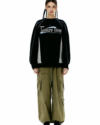 [AMES-WORLDWIDE] LEISURE TIME LOGO SWEATSHIRT 2色 新商品 新商品 韓国ファッション 韓国人気 ストリートファッション - コクモト KOCUMOTO