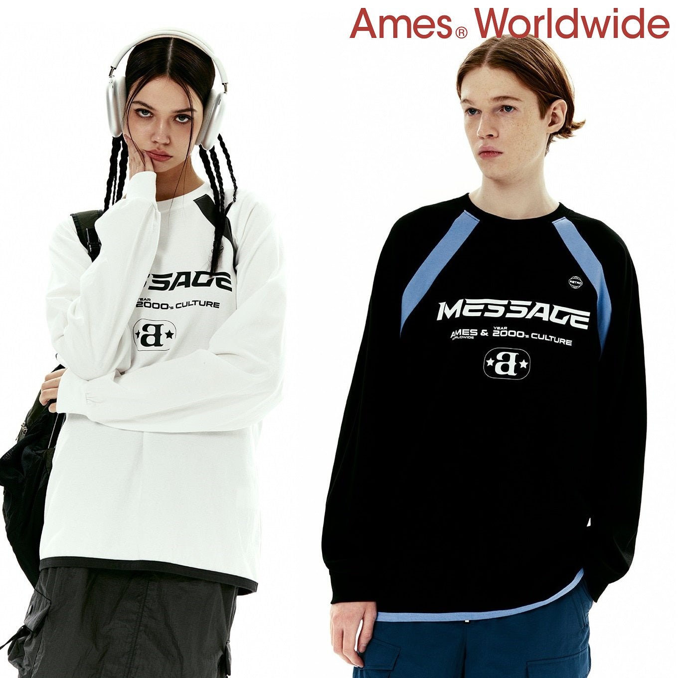 [AMES-WORLDWIDE] MESSAGE LOGO RAGLAN LS TEE 2色 新商品 新商品 韓国ファッション 韓国人気 ストリートファッション - コクモト KOCUMOTO
