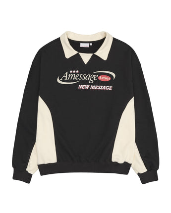 [AMES-WORLDWIDE] [韓国ベスト] NEW MESSAGE COLLAR SWEATSHIRT [3色] - コクモト KOCUMOTO