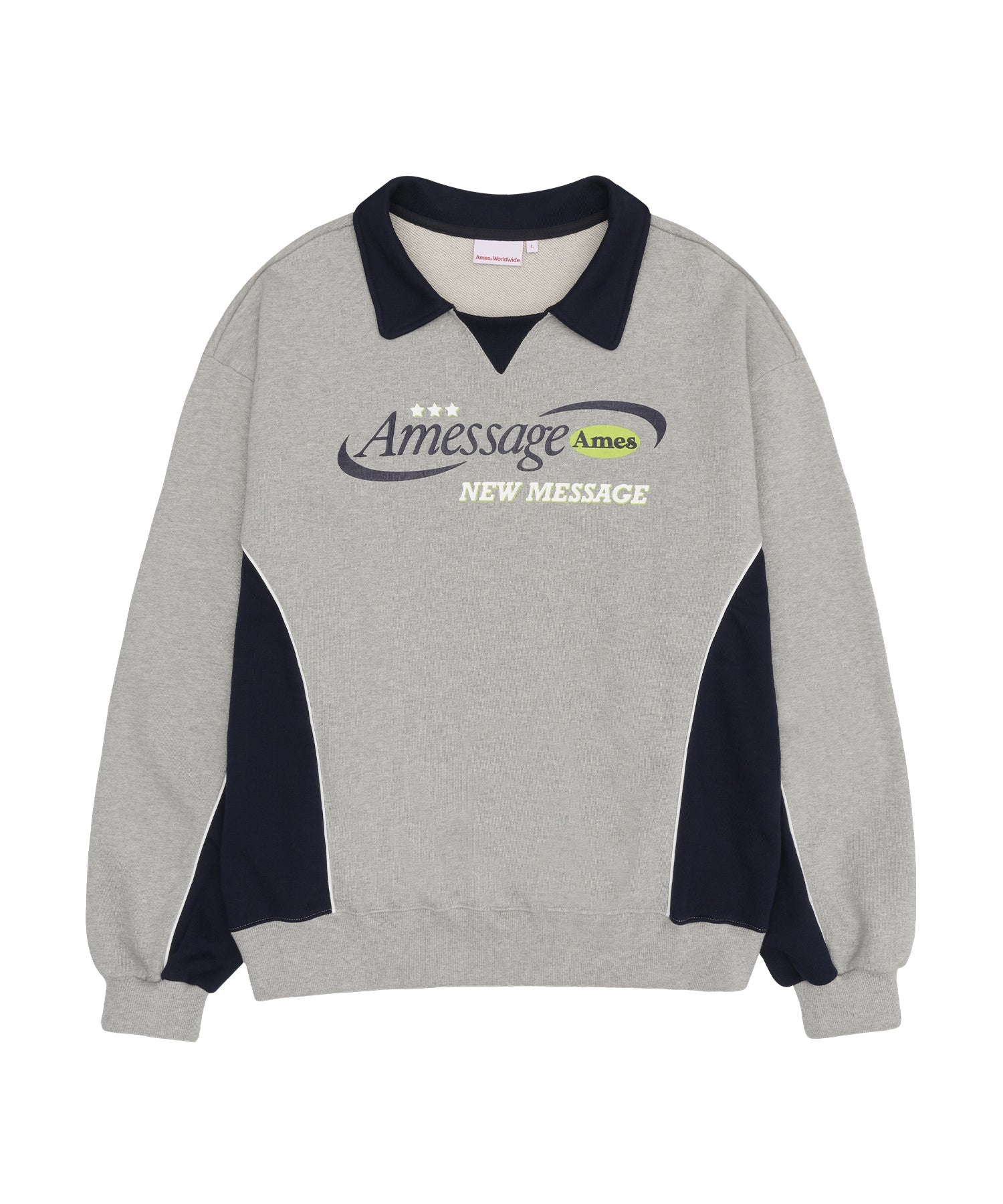 [AMES-WORLDWIDE] [韓国ベスト] NEW MESSAGE COLLAR SWEATSHIRT [3色] - コクモト KOCUMOTO