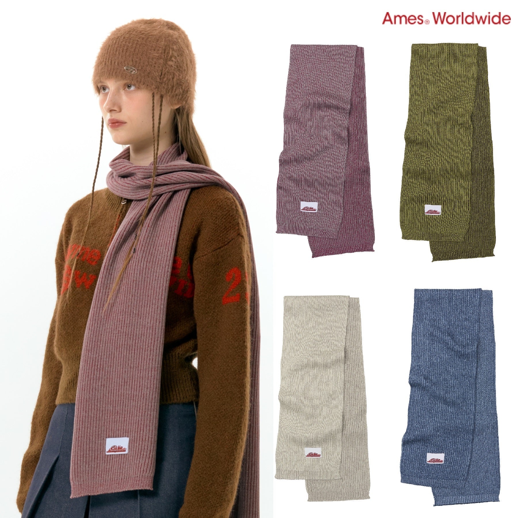 [AMES-WORLDWIDE] TWOTONE MUFFLER 4色 冬のファッション 防寒用品 - コクモト KOCUMOTO