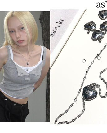 [as on] HEART LOGO NECKLACE 新商品 韓国ファッション 韓国人気 大学生 学生ファッション ストリートファッション 贈り物 - コクモト KOCUMOTO