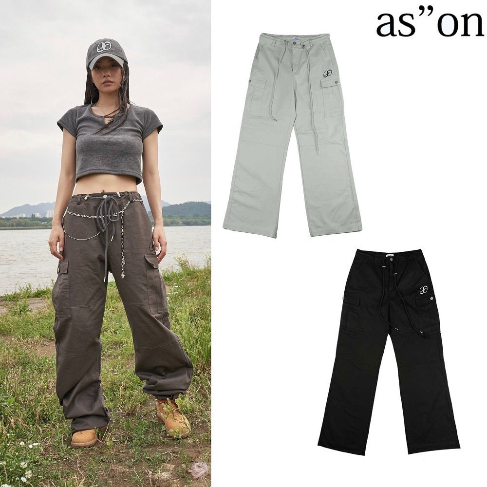 [as on] TAUNTON STRING CARGO PANTS 3色 新商品 男女共用 韓国ファッション 韓国人気 大学生 ストリートファッション 贈り物 - コクモト KOCUMOTO