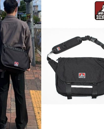 [BEN DAVIS] Original Big messenger bag_BLACK 新学期 韓国人気 デイリーバッグ - コクモト KOCUMOTO