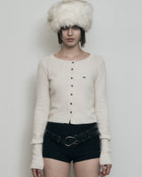 [BOHEMSEO] HAIRY ROUND NECK KNIT CARDIGAN、IVORY - コクモト KOCUMOTO