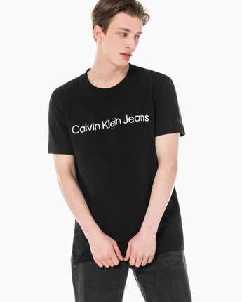 [CALVIN KLEIN]ブラックインスティチューショナルジェルロゴプリント半袖Tシャツ - コクモト KOCUMOTO