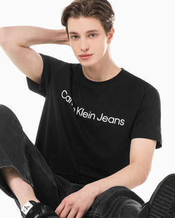 [CALVIN KLEIN]ブラックインスティチューショナルジェルロゴプリント半袖Tシャツ - コクモト KOCUMOTO