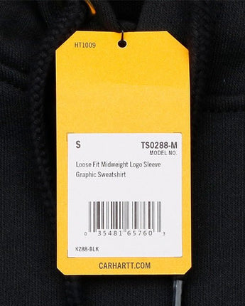 [CARHARTT] Loose Fit Midweight Logo Sleeve Graphic Hood Sweatshirt _ BLACK (K288-BLK) - コクモト KOCUMOTO